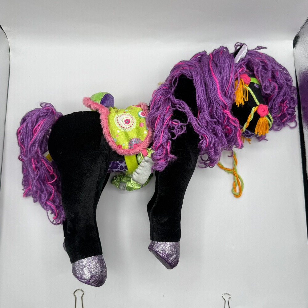 Manhattan Toy Groovy Girls Plush Horse Kids Large Black Purple Leopard Floral‎